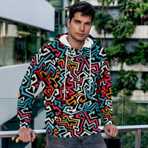 GRAFFITI CURVES PRINTED HOODIE