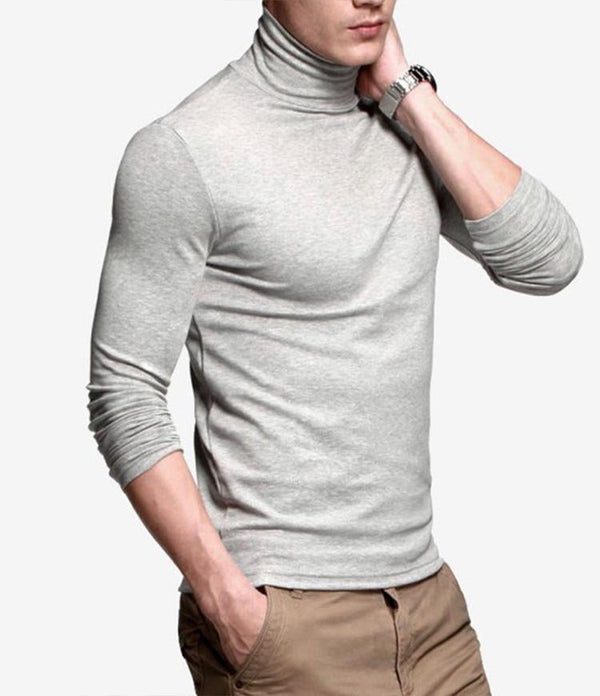 MILANGE GREY PLAIN- HIGHNECK T-SHIRT