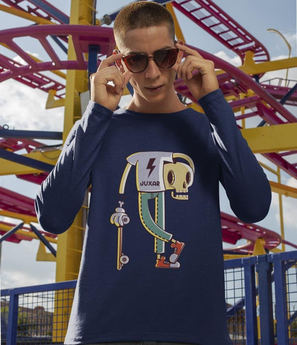 FUNNY SKULL SKATER LONGSLEEVE T-SHIRTS