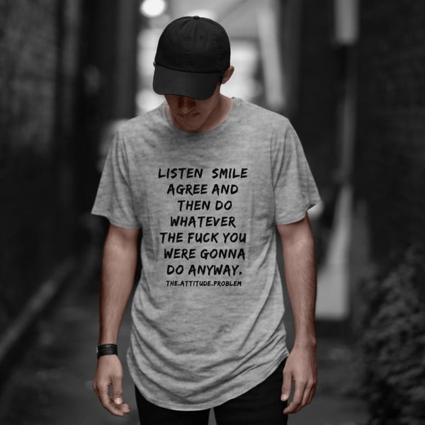 LISTEN SMILE LONGLINE T-SHIRT