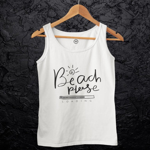 BEACH PLEASE WHITE TANKTOP