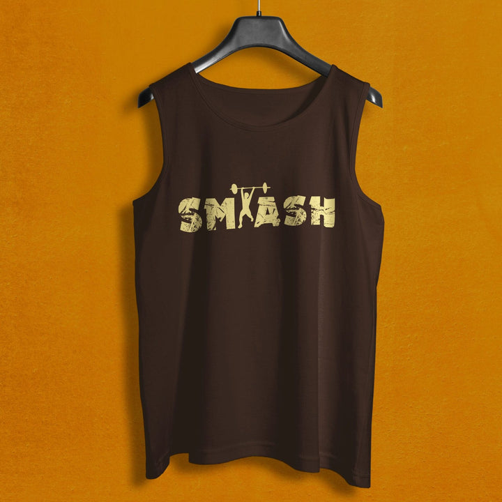 Takeincart brown cotton sweat proof sando with Smash graphic print on front