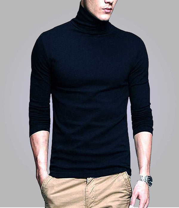 BLUE PLAIN- HIGHNECK T-SHIRT