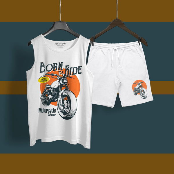 BORN TO RIDE WHITE SANDO CO-ORD SET
