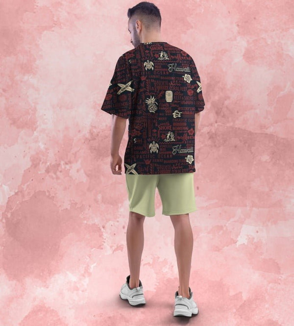 HAWAIYAN SURFING PRINTED OVERSIZED T-SHIRT