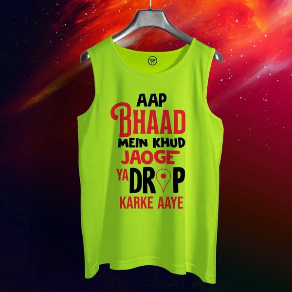 Bright green cotton sando with bold red and black text print from Takeincart best sando for men online