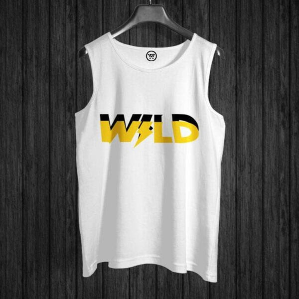 White cotton sando t-shirt for summer with wild graphic print for casual wear