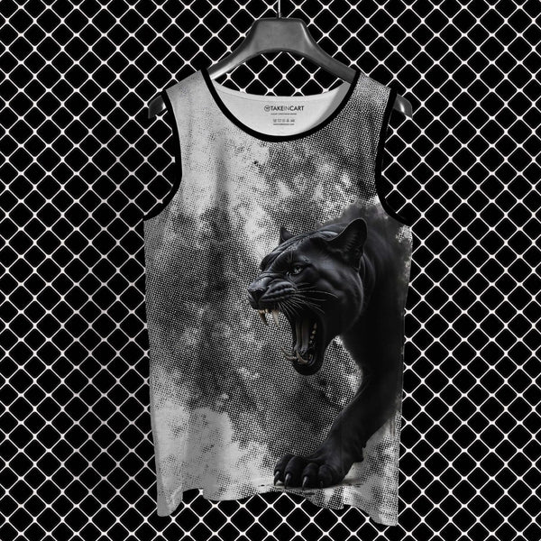 Buy full print sando online Takeincart black panther graphic full printed sando tank top on chainlink backdrop