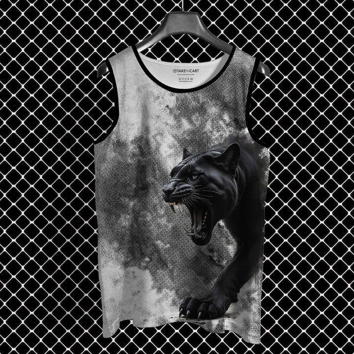 Buy full print sando online Takeincart black panther graphic full printed sando tank top on chainlink backdrop