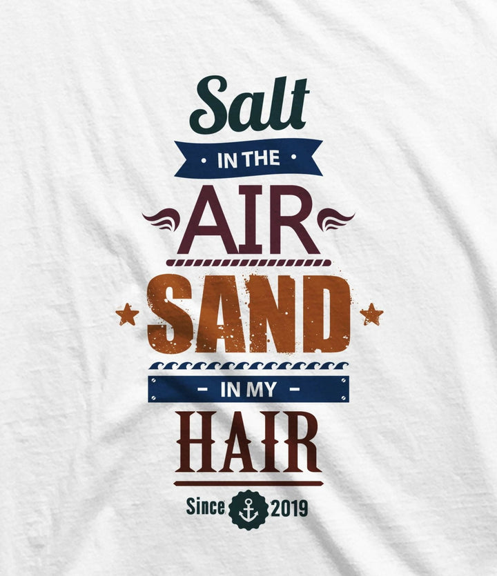 Takeincart cotton longline T shirt with vintage Salt in the Air Sand in My Hair graphic print full print sando men