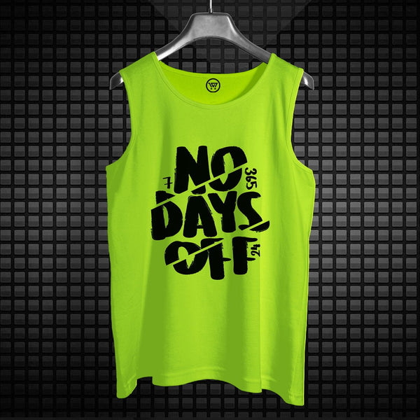 Takeincart bright green cotton summer sando with bold black No Days Off print