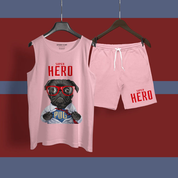 SUPER HERO PASTEL PINK SANDO CO-ORD SET