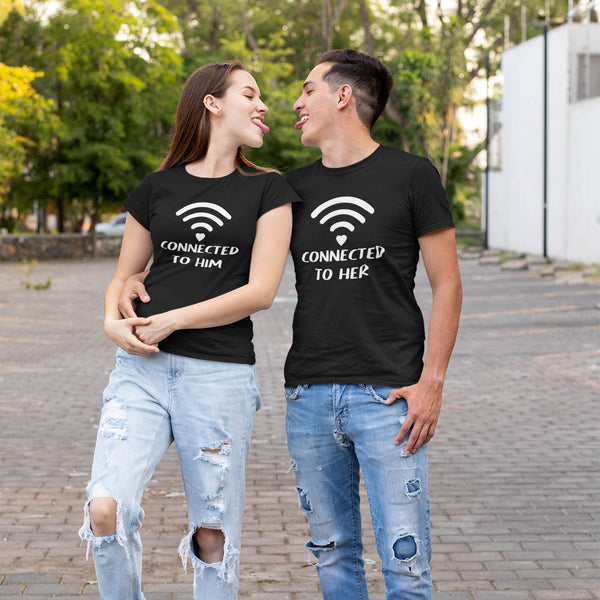 CONNECTED HIM/HER COUPLE T-SHIRT