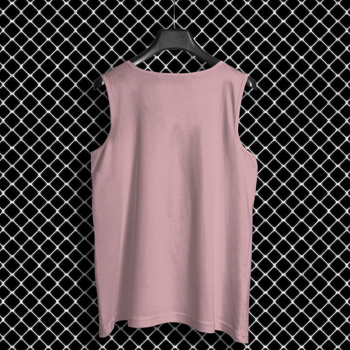 Takeincart cotton sando pale pink back view on hanger against chain link backdrop sleeveless summer top men