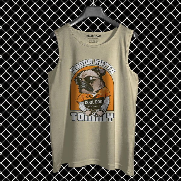 Takeincart cotton sandos yoga sando tank top featuring a graphic of a cool dog with sunglasses