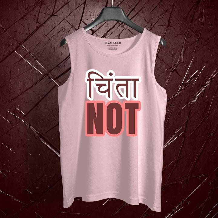Takeincart soft sando in light pink with Hindi text print hanging on black hanger