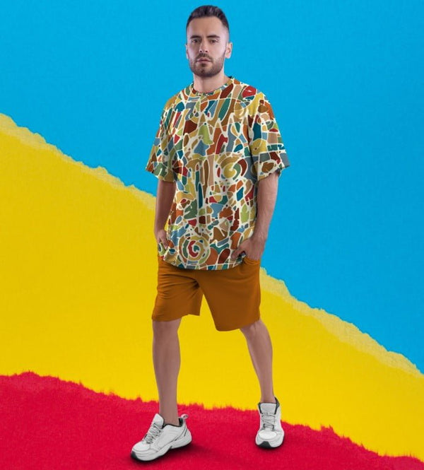 TEXTURED PRINTED OVERSIZED T-SHIRT
