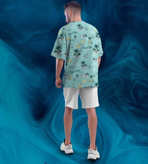TROPICAL VIBE PRINTED OVERSIZED T-SHIRT