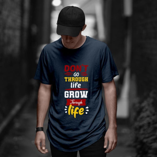 Takeincart cotton longline T shirt with colorful motivational print worn by model trendy printed sando
