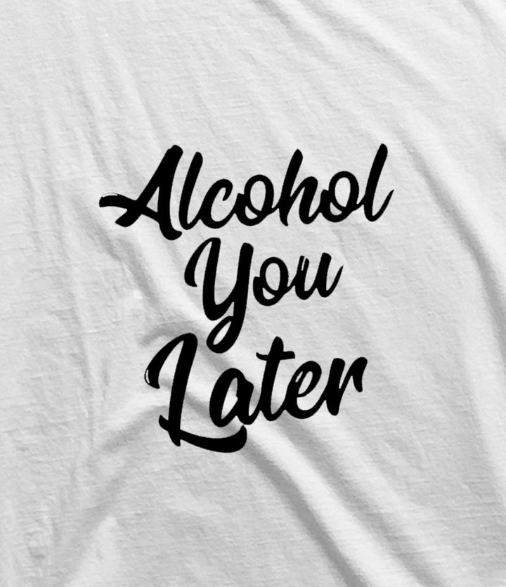 Takeincart cotton longline T shirt white with black Alcohol You Later script print sleeveless printed men casual summer wear