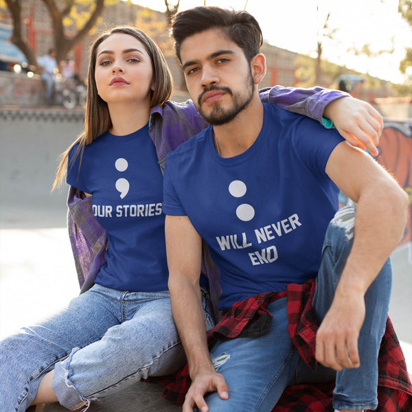 OUR STORIES WILL NEVER END COUPLE T-SHIRT