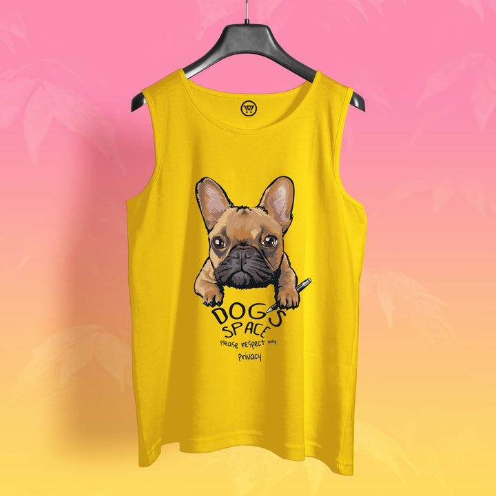 Takeincart yellow cotton slim fit sando with cute dog graphic and text on front