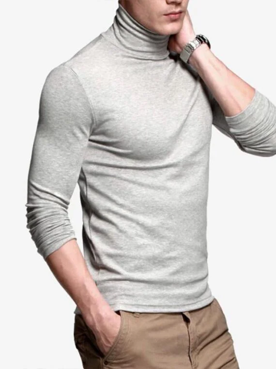 MILANGE GREY PLAIN- HIGHNECK T-SHIRT