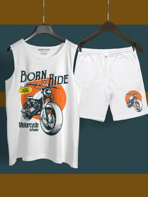 BORN TO RIDE WHITE SANDO CO-ORD SET