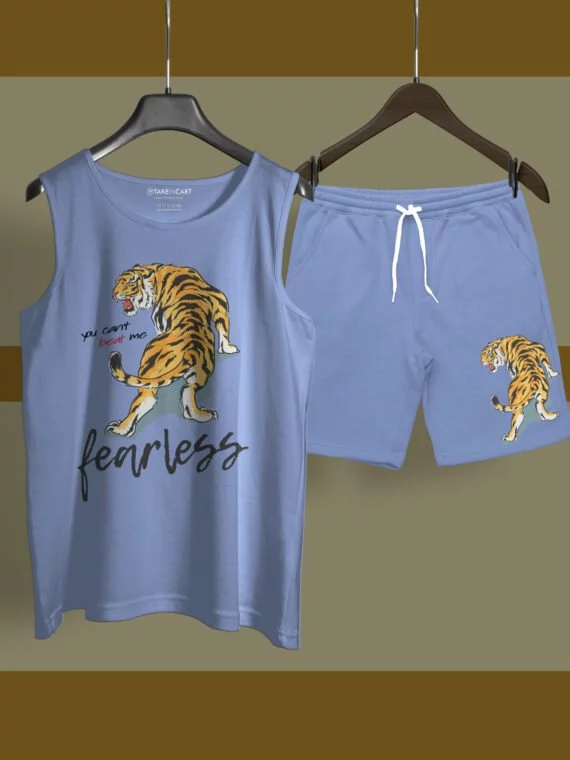 FEARLESS TIGER BLUE LAVENDER SANDO CO-ORD SET