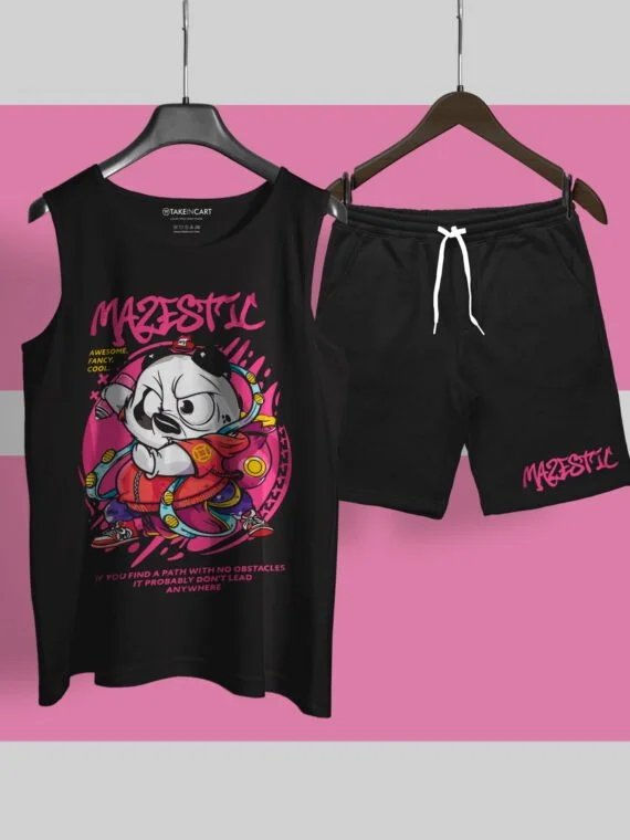 MAZESTIC BLACK SANDO CO-ORD SET