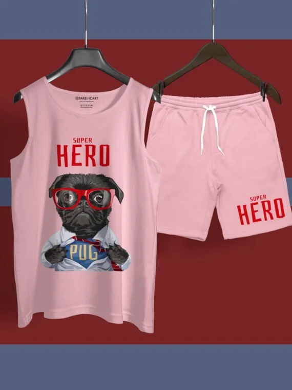 SUPER HERO PASTEL PINK SANDO CO-ORD SET